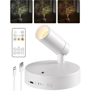 imageEZVALO Spotlights Indoor with Remote 5500mAh Rechargeable Picture Lights Wireless LED Uplighting with TimerDimmable 3CCT Display Lights for Plant Painting Artwork Accent Lighting 2PackBlackWhite