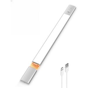imageEZVALO Under Cabinet Lighting 2200mAh Rechargeable Battery 76 LEDs Dimmable Closet Lights 3 Color Temps Motion Sensor Light Indoor for Kitchen WardrobeSilver