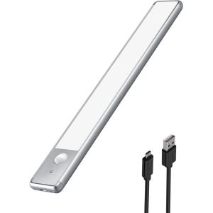 imageEZVALO Under Cabinet Lights Wireless Rechargeable Motion Sensor Light Indoor Dimmable Led Closet Light Battery Operated Under Cabinet Lighting Under Counter Lights for Kitchen Wardrobe 3500KWarmSilver