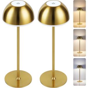 imageEZVALO Cordless LED Table Lamps 2 Pack Portable Rechargeable Battery Operated Desk Lamp with 3Color Stepless Dimming Touch Control Use for Restaurant Bedroom Outdoor Patio and Nightlight BlackGold