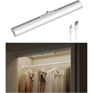 image:imageEZVALO 17Inch LED Motion Sensor Closet Light Rechargeable 3600mAh Battery 150 Lumens NoGlare Curved 3 Color Temperatures amp Dimmable Cabinet Light for Wardrobes amp Shelves13inch