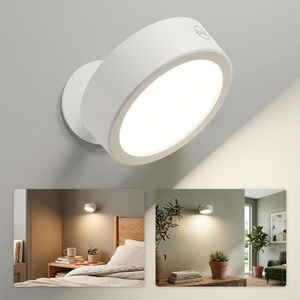 image:imageEZVALO LED Wall Mounted Light 3000mAh Rechargeable Cordless Wall Sconce Dimmable with Remote amp Touch Control 3 Color Temps 360 Rotatable for Bedroom Bedside Black 2 PackWhite