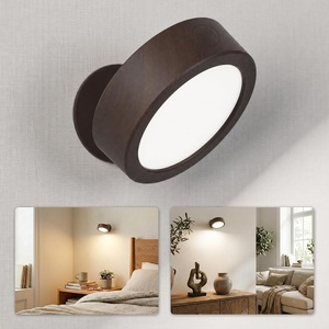image:imageEZVALO LED Wall Mounted Light 3000mAh Rechargeable Cordless Wall Sconce Dimmable with Remote amp Touch Control 3 Color Temps 360 Rotatable for Bedroom Bedside Black 2 PackDark Walnut Brown